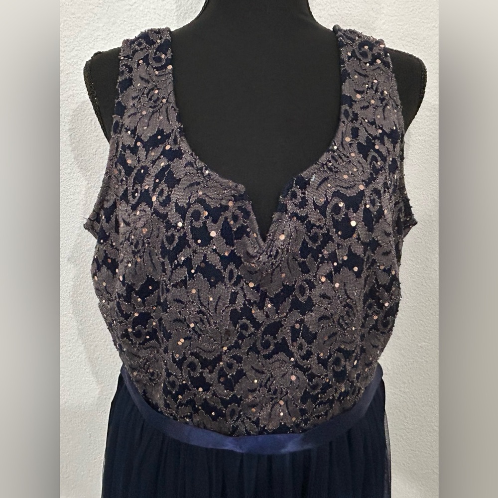 Candalite Formal Sequin Maxi Dress - L - Navy - NWOT - Picture 2 of 5